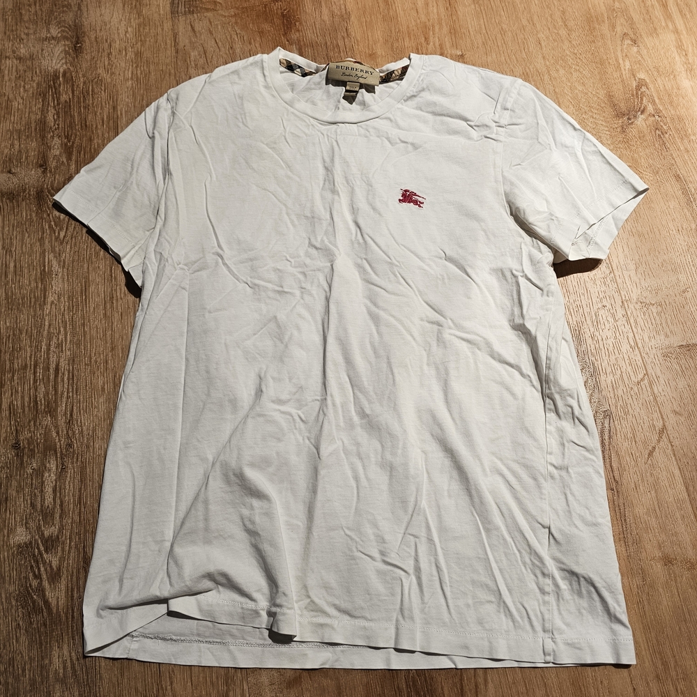 Burberry White Tee with Red Logo